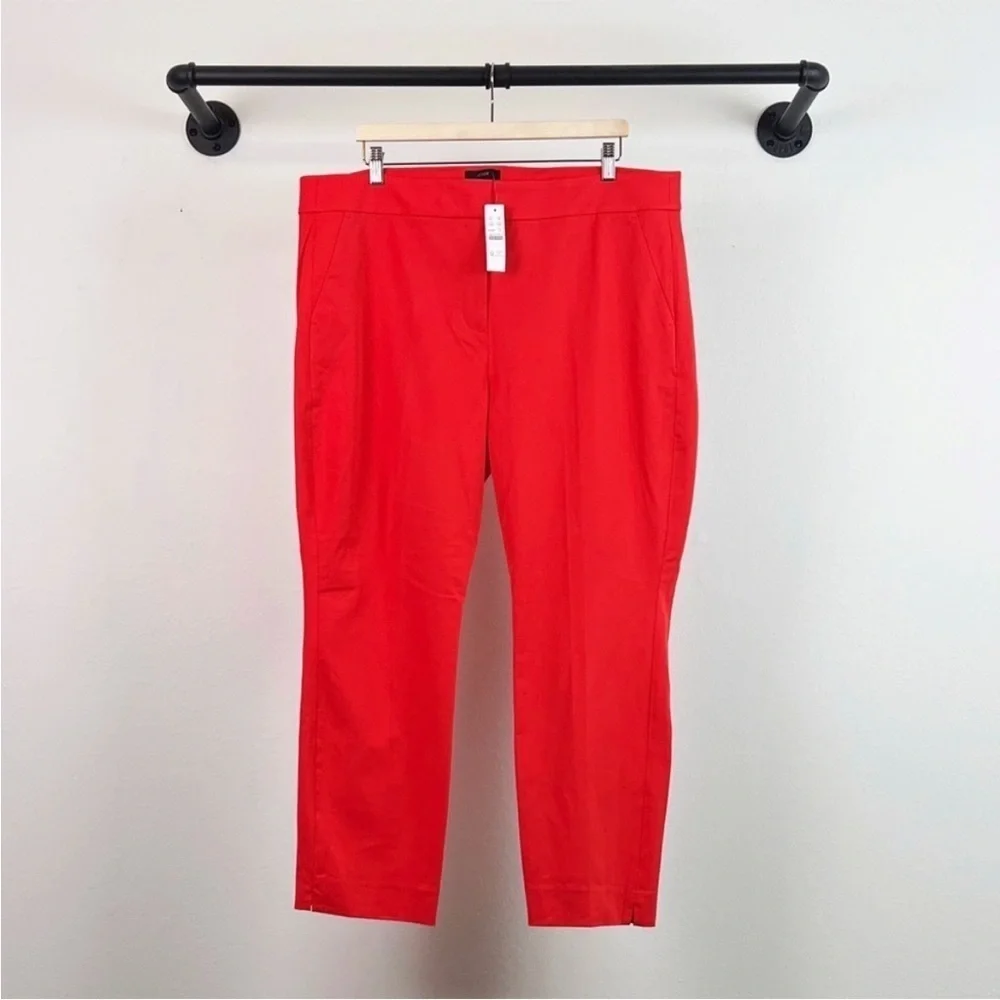 NWT J. Crew New Remi Pant in Bi Stretch Cotton in Grenadine Red
